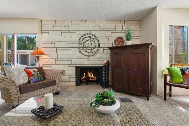 Fireplace, Interior, Living room, Stone Walls