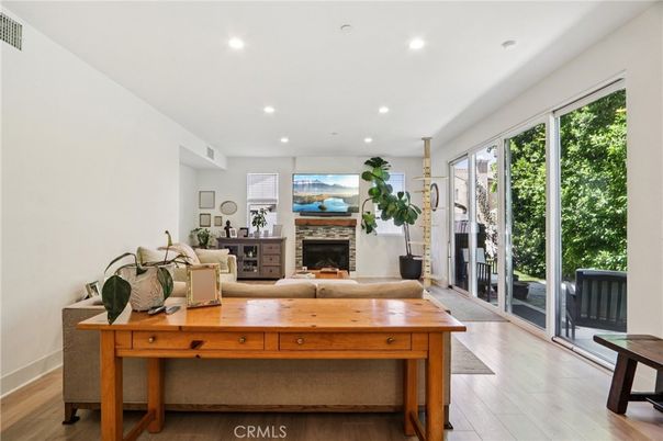 Fireplace, Interior, Recessed Lighting, Wood Texture Flooring