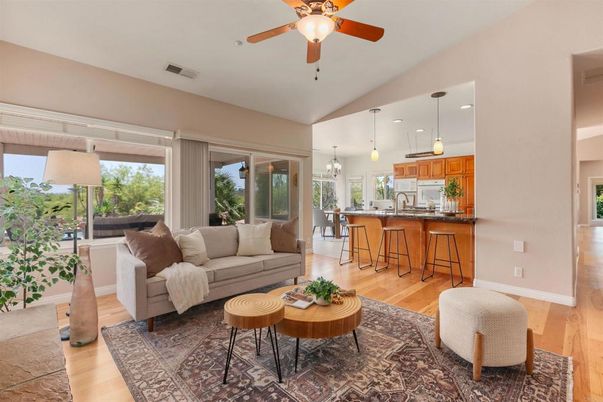 Dining room, Interior, Kitchen, Living room, Pendant Lights, Recessed Lighting, Wood Texture Flooring