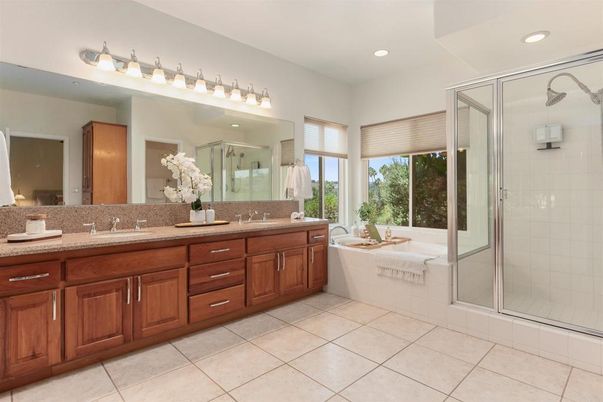 Bathroom, Dual Sink Vanities, Glass Shower, Interior, Recessed Lighting