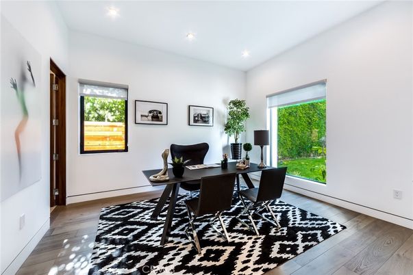 Home Office, Interior, Recessed Lighting, Wood Texture Flooring