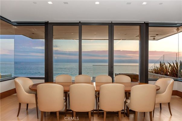Dining room, Interior, Recessed Lighting, Water, Wood Texture Flooring