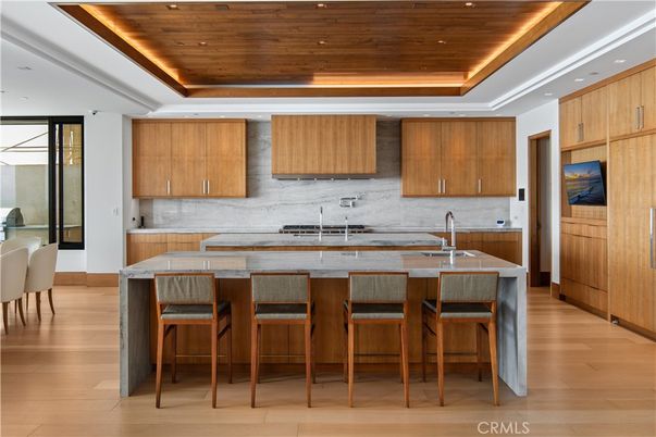 Interior, Kitchen, Recessed Lighting, Wooden Ceilings, Wood Texture Flooring