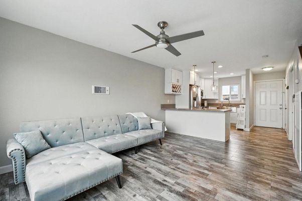 Interior, Kitchen, Pendant Lights, Recessed Lighting, Wood Texture Flooring