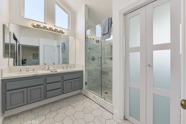 Bathroom, Dual Sink Vanities, Glass Shower, Interior