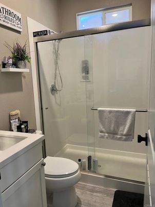 Bathroom, Glass Shower, Interior, Recessed Lighting
