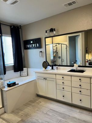 Bathroom, Dual Sink Vanities, Interior, Wood Texture Flooring