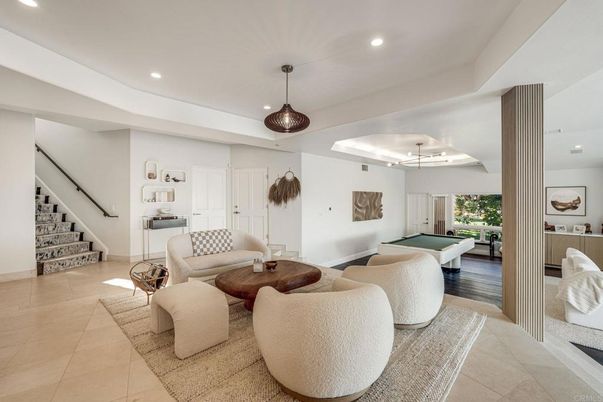 Billiard Table, Game Room, Interior, Living room, Pendant Lights, Recessed Lighting