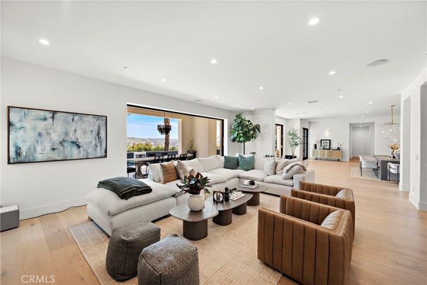 Dining room, Interior, Living room, Pendant Lights, Recessed Lighting, Wood Texture Flooring