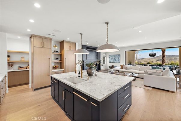 Interior, Kitchen, Living room, Pendant Lights, Recessed Lighting, Wood Texture Flooring