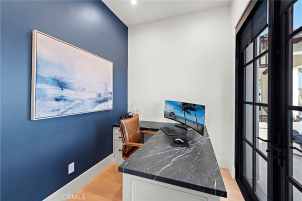 Home Office, Interior, Recessed Lighting, Wood Texture Flooring