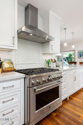 Interior, Kitchen, Pendant Lights, Stainless Steel Appliances, Wood Texture Flooring