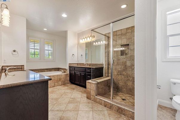 Bathroom, Dual Sink Vanities, Glass Shower, Interior, Recessed Lighting
