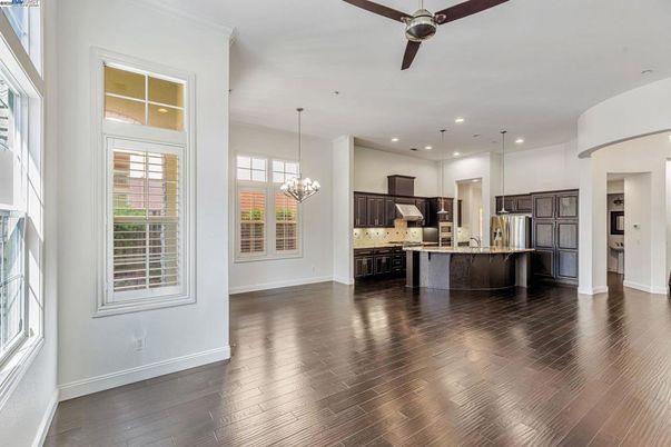 Chandelier, Interior, Kitchen, Pendant Lights, Recessed Lighting, Wood Texture Flooring