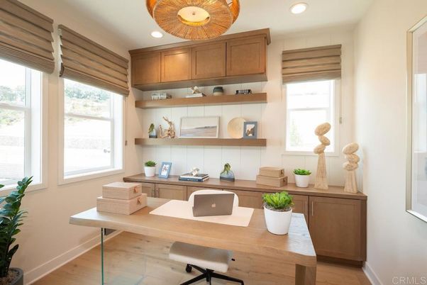 Home Office, Interior, Recessed Lighting, Wood Texture Flooring