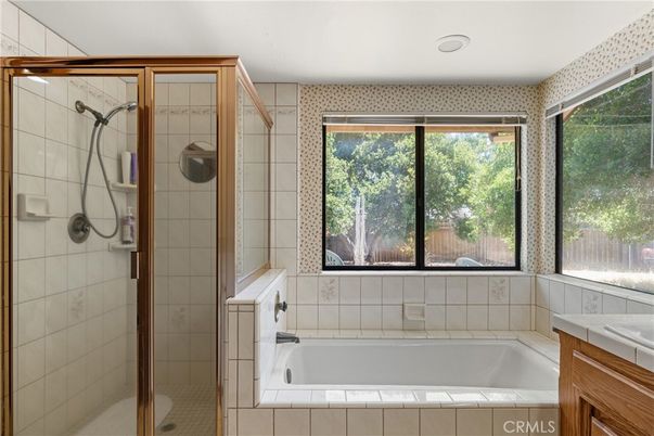 Bathroom, Glass Shower, Interior, Recessed Lighting, Tile Countertops