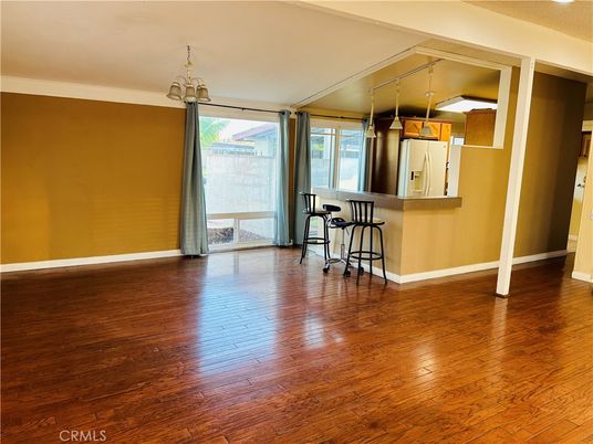 Empty room, Interior, Kitchen, Pendant Lights, Wood Texture Flooring