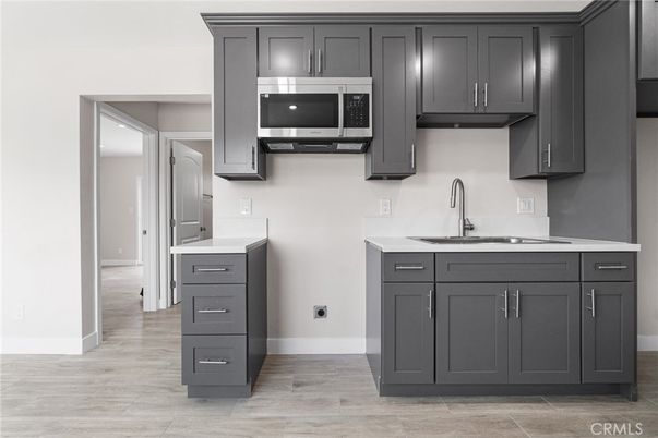 Interior, Kitchen, Stainless Steel Appliances, Wood Texture Flooring