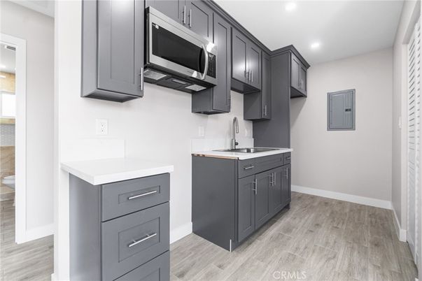 Interior, Kitchen, Recessed Lighting, Wood Texture Flooring