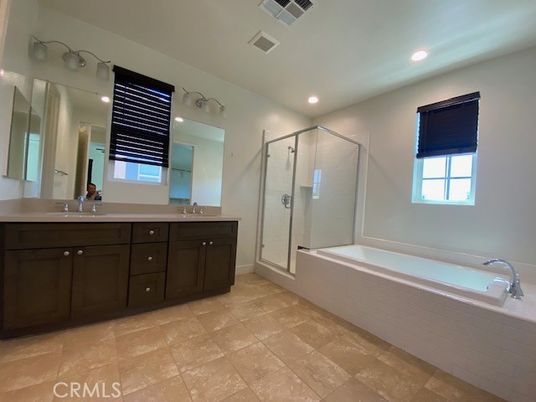 Bathroom, Dual Sink Vanities, Glass Shower, Interior, Recessed Lighting