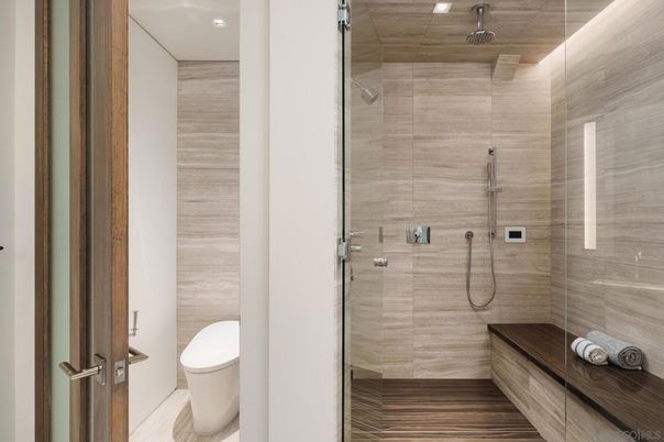 Bathroom, Glass Shower, Interior, Recessed Lighting