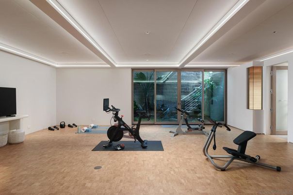 Fitness Equipment, Interior, Recessed Lighting, Wood Texture Flooring