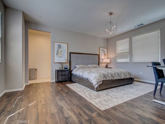 Bedroom, Interior, Pendant Lights, Wood Texture Flooring