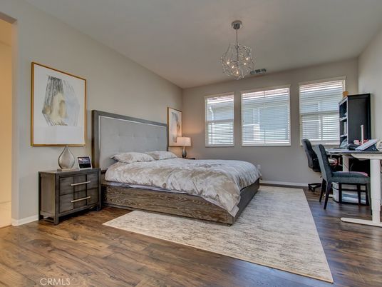 Bedroom, Home Office, Interior, Pendant Lights, Wood Texture Flooring