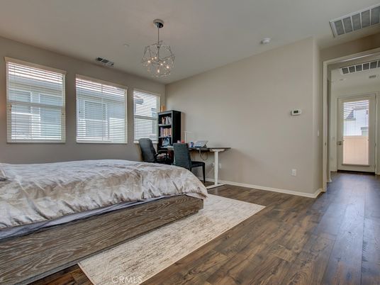 Bedroom, Chandelier, Home Office, Interior, Pendant Lights, Wood Texture Flooring
