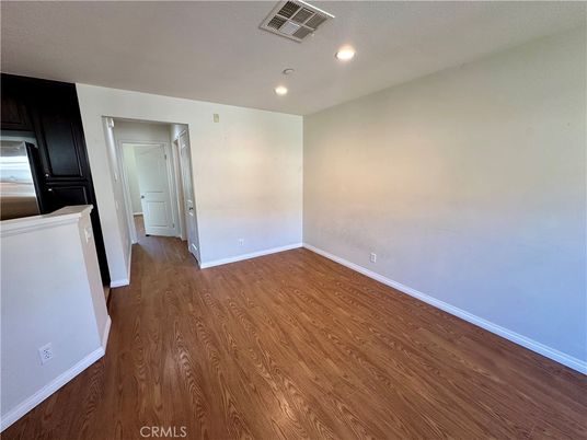Empty room, Interior, Kitchen, Recessed Lighting, Wood Texture Flooring