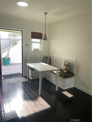 Dining room, Interior, Pendant Lights, Recessed Lighting, Wood Texture Flooring