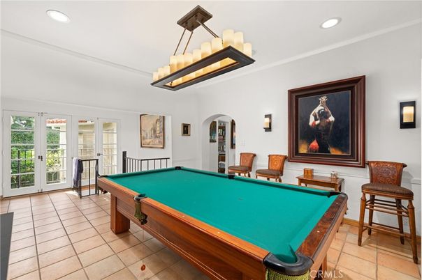 Billiard Table, Chandelier, Game Room, Interior, Recessed Lighting