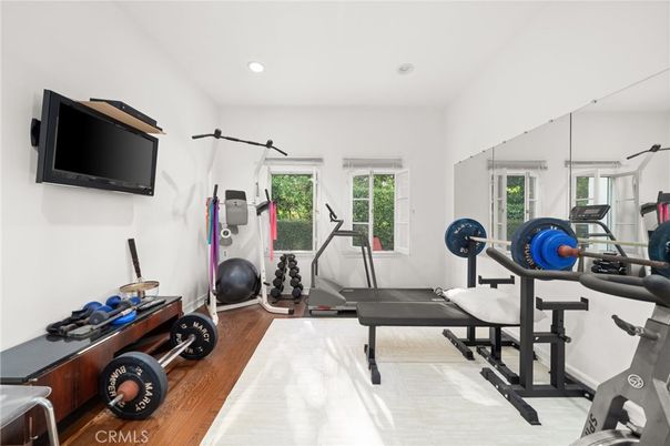 Fitness Equipment, Interior, Recessed Lighting, Wood Texture Flooring