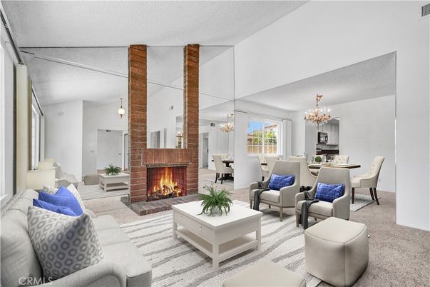 Chandelier, Dining room, Fireplace, Interior, Living room, Pendant Lights