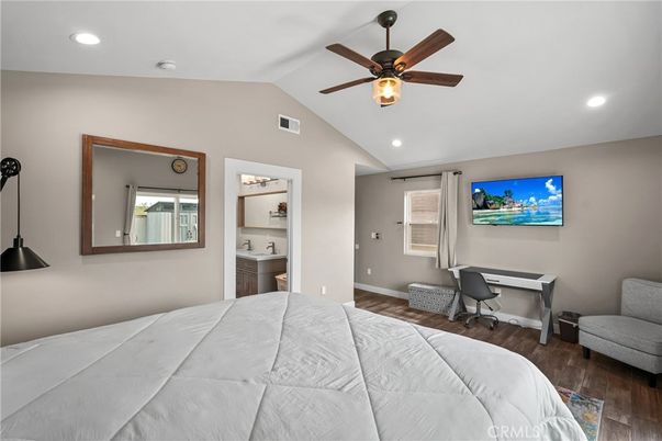 Bedroom, Home Office, Interior, Recessed Lighting, Wood Texture Flooring