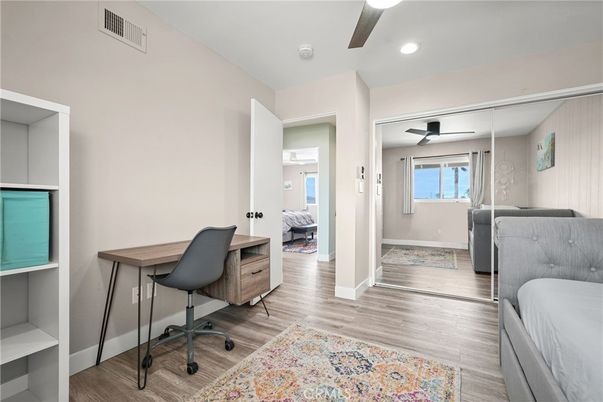 Home Office, Interior, Recessed Lighting, Wood Texture Flooring