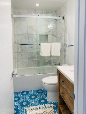Bathroom, Glass Shower, Interior, Marble Walls