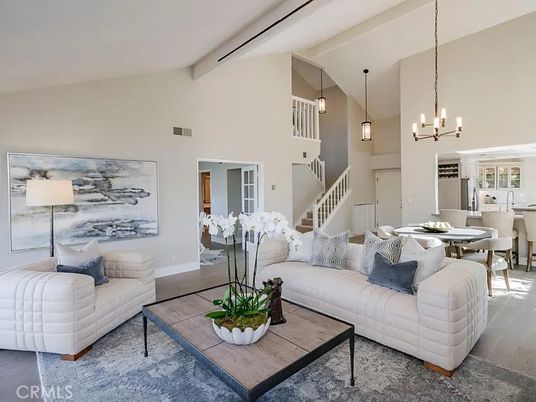 Dining room, Interior, Living room, Pendant Lights, Wood Texture Flooring