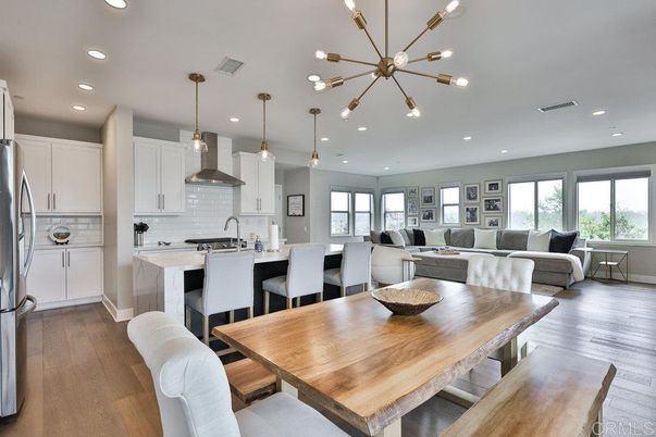 Dining room, Interior, Kitchen, Living room, Pendant Lights, Recessed Lighting, Wood Texture Flooring