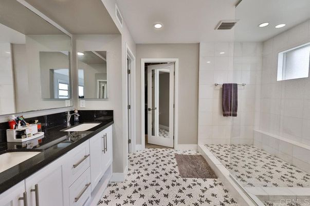 Bathroom, Dual Sink Vanities, Glass Shower, Interior, Recessed Lighting