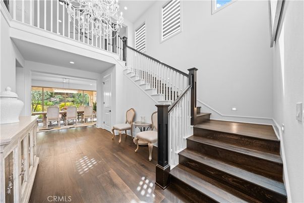 Dining room, Interior, Pendant Lights, Recessed Lighting, Wood Texture Flooring