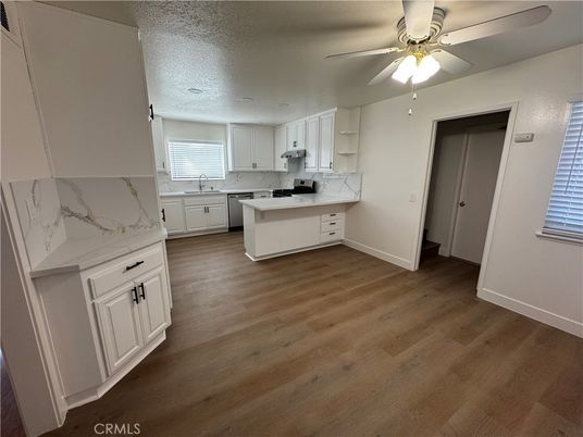 Interior, Kitchen, Marble Walls, Wood Texture Flooring