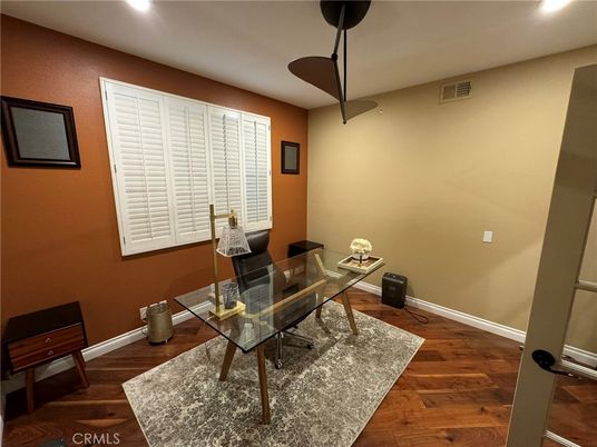 Home Office, Interior, Recessed Lighting, Wood Texture Flooring