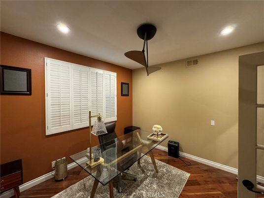 Home Office, Interior, Recessed Lighting, Wood Texture Flooring