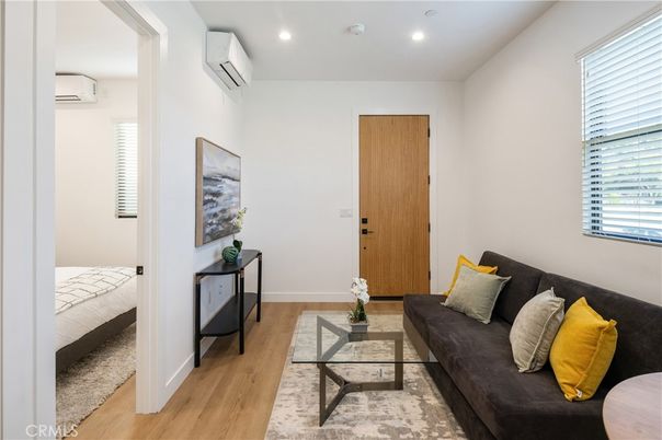 Bedroom, Interior, Living room, Recessed Lighting, Wood Texture Flooring
