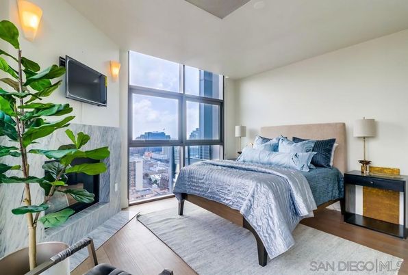 Bedroom, Fireplace, Interior, Wood Texture Flooring