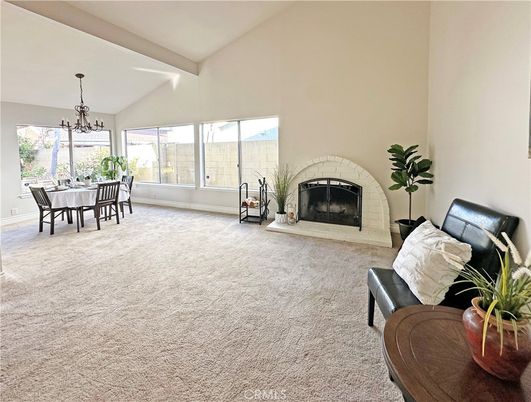 Chandelier, Dining room, Fireplace, Interior