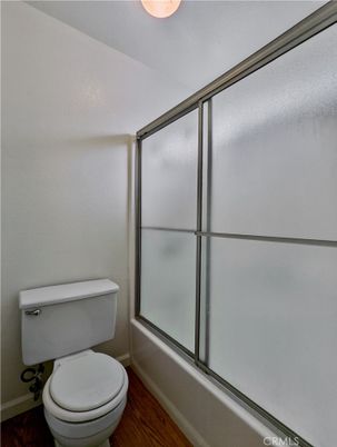 Bathroom, Glass Shower, Interior, Wood Texture Flooring