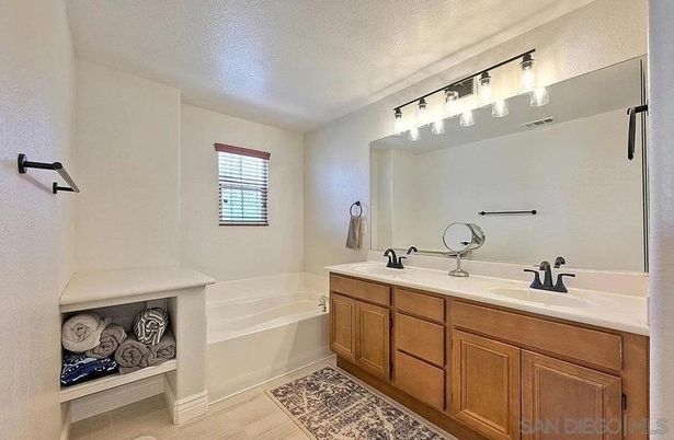 Bathroom, Dual Sink Vanities, Interior, Wood Texture Flooring