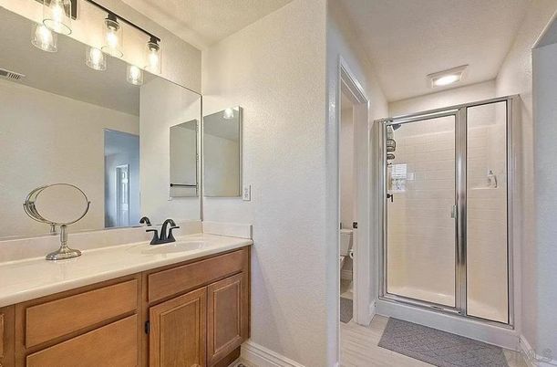 Bathroom, Dual Sink Vanities, Glass Shower, Interior, Recessed Lighting